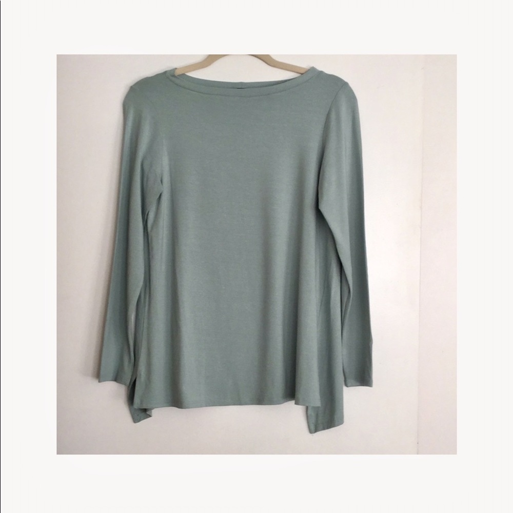 Marla Wynne Aqua Mint Boat Neck Long Sleeve Tee XS